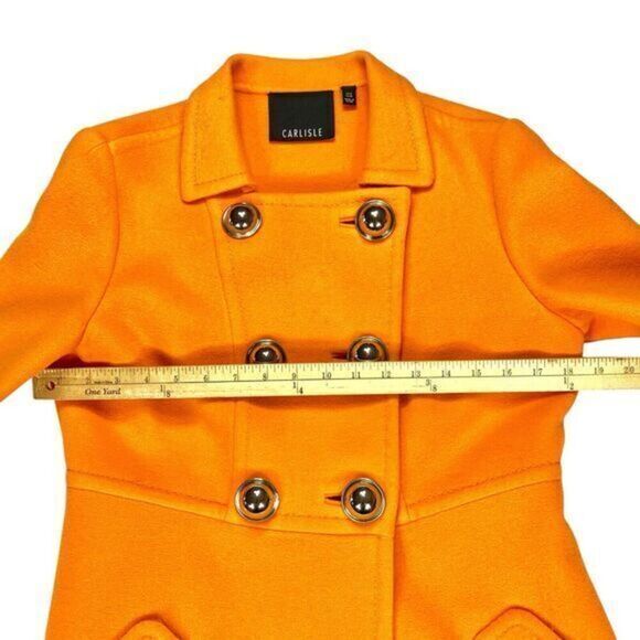 CARLISLE Wool Unlined Double Breasted UNIQUE Pea Coat 8 Chic Modern Preppy Noel - Picture 10 of 16